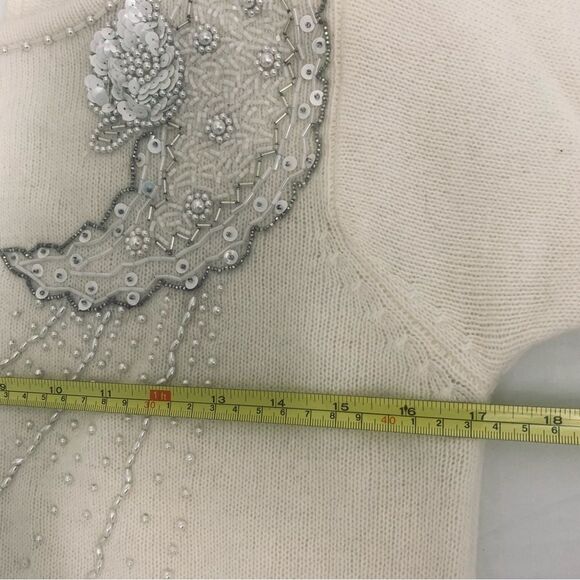 Marisa Christina Cream Sweater with Sequin Details Vintage Romantic Bridal - Picture 11 of 15